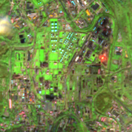SWIR, 18 Oct 2026: heat and burn scars show bright